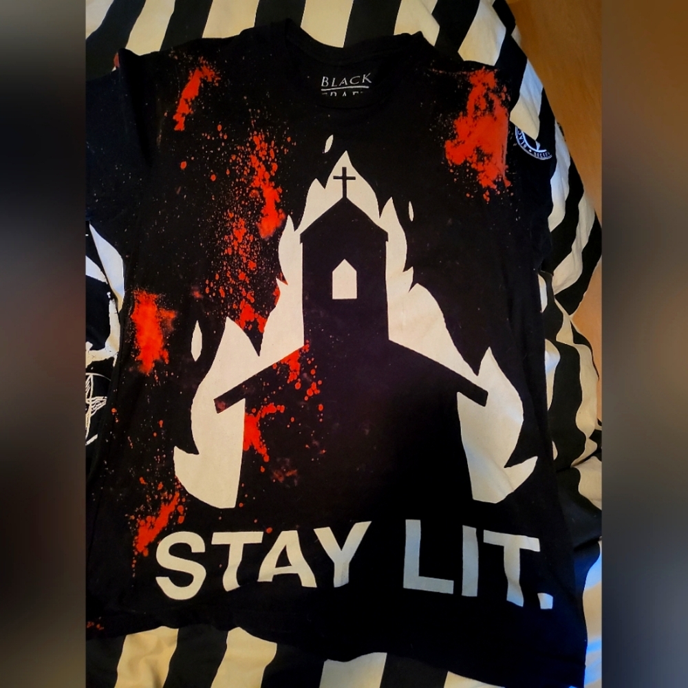 Black 'Stay Lit' Graphic Short Sleeve Tee